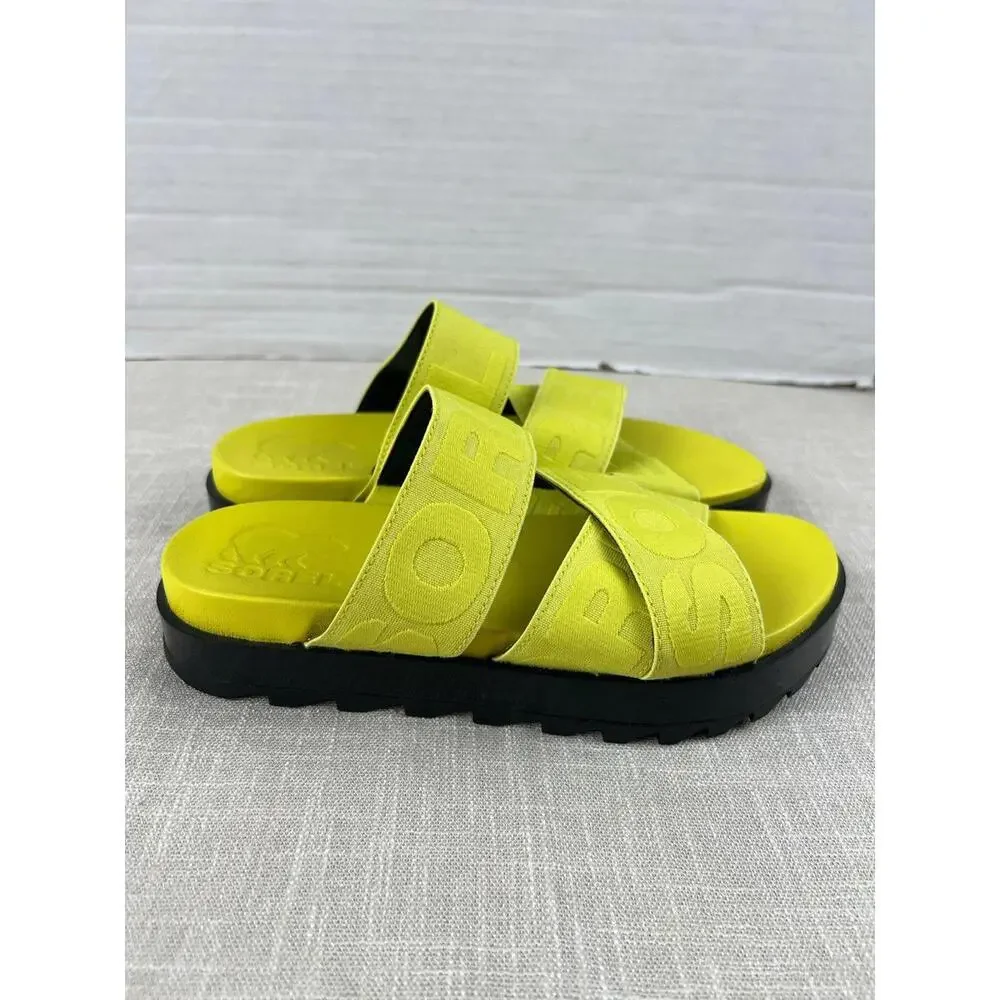 Sorel Roaming Sport Slide Slip On‎ Neon Yellow Womens Sz 7